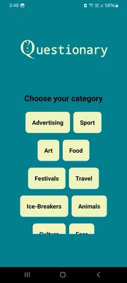 Questionary question screen